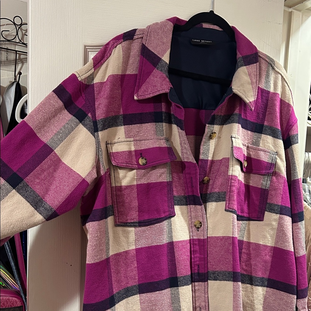 Pink and Cream Plaid Shacket
